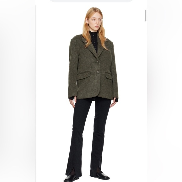 ANINE BING Black Roxanne Button Fly Raw Hem Front Slip Washed Stretch Denim Jean - Picture 7 of 16